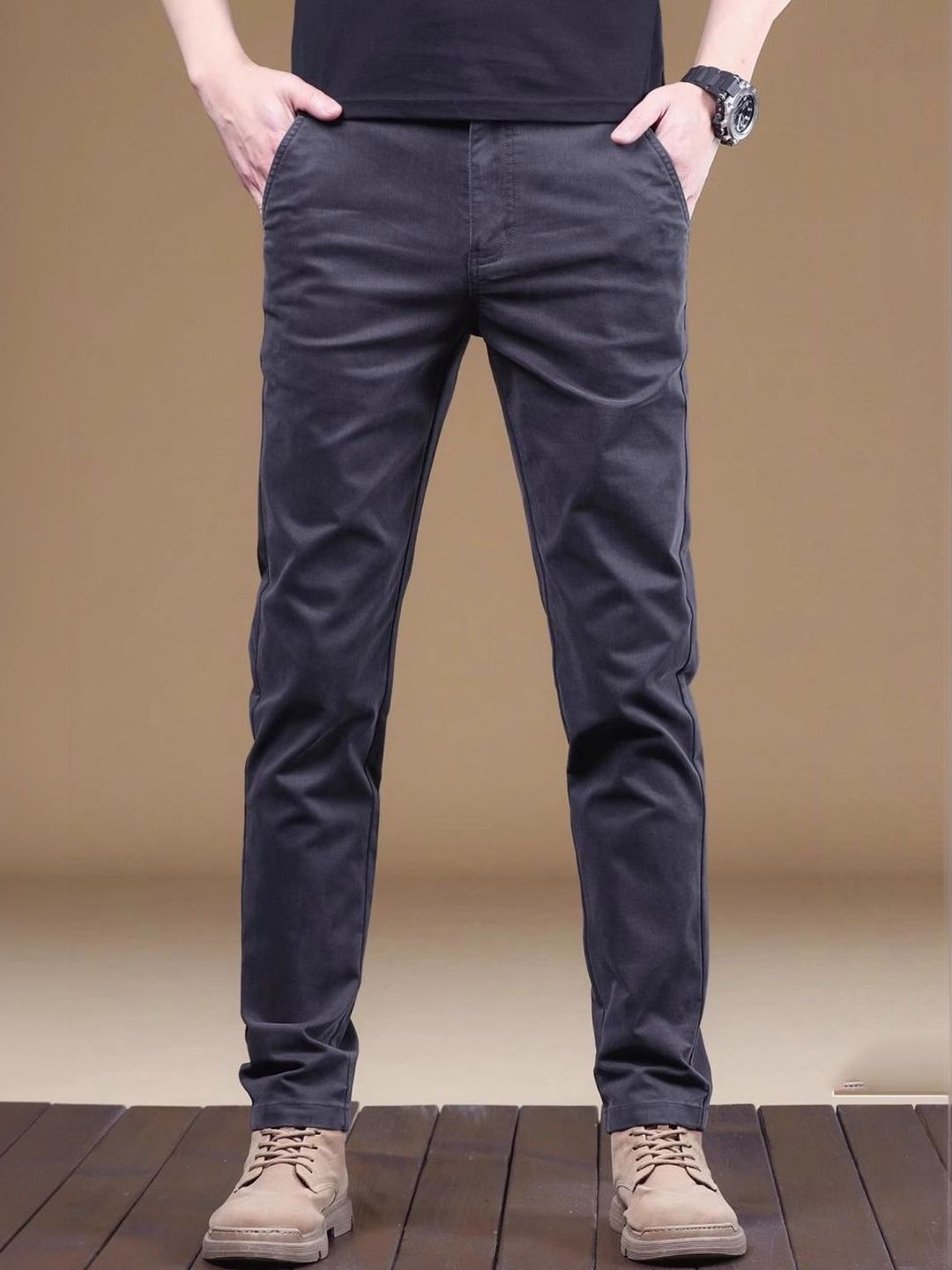 StyleCast x Revolte Men Slim Fit Easy Wash Pleated Trousers