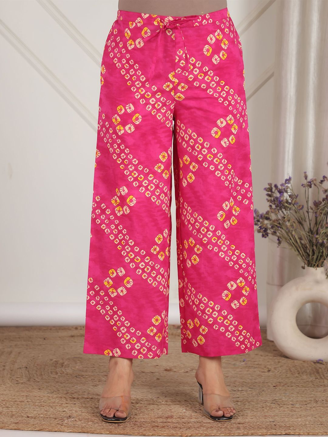 Aramya Women Geometric Printed Soft Cotton Ethnic Palazzos
