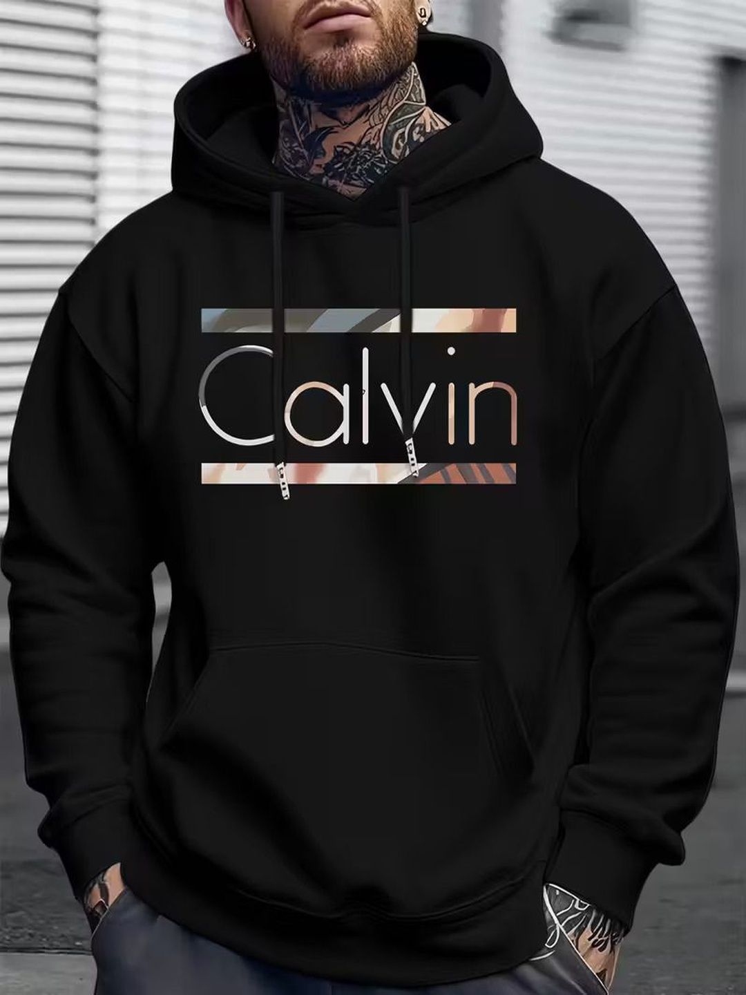 LAUREN ADAMS Men Printed Hooded Sweatshirt