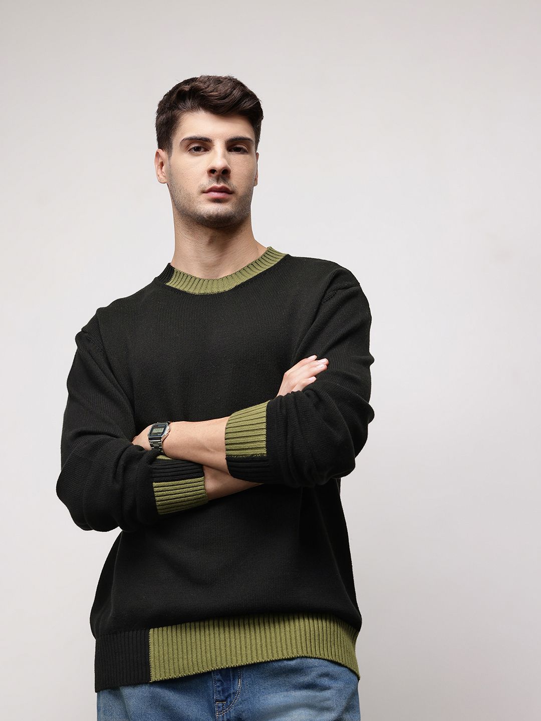 ether Round Neck Drop Shoulder Sleeves Pure Cotton Pullover