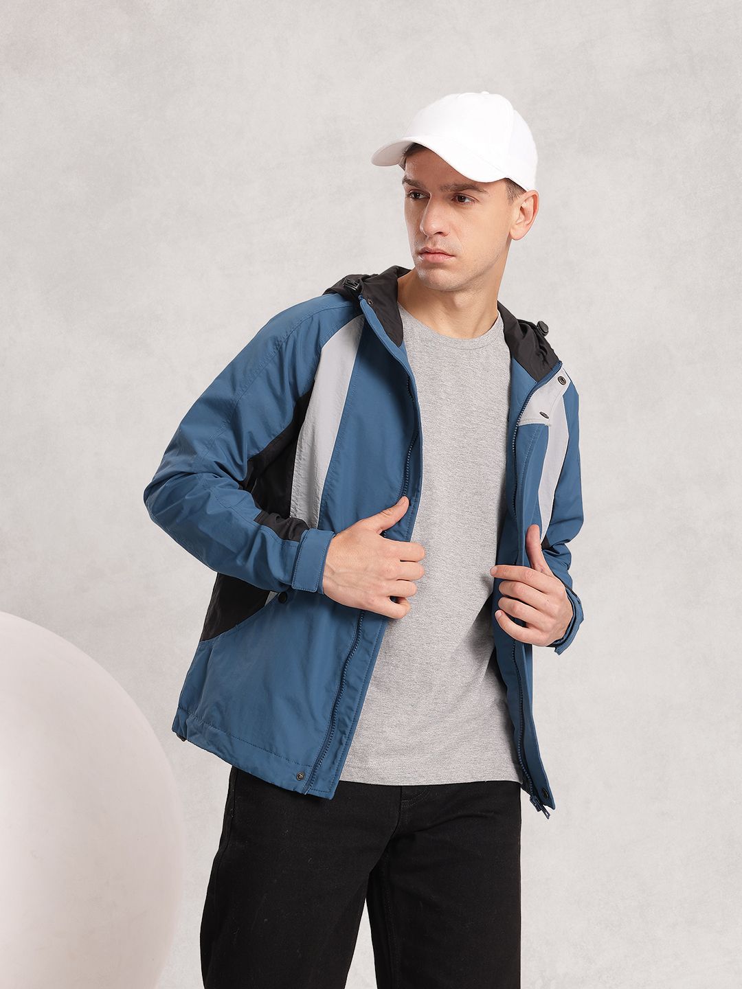 Nautica Colourblocked Lightweight Hooded Tailored Jacket