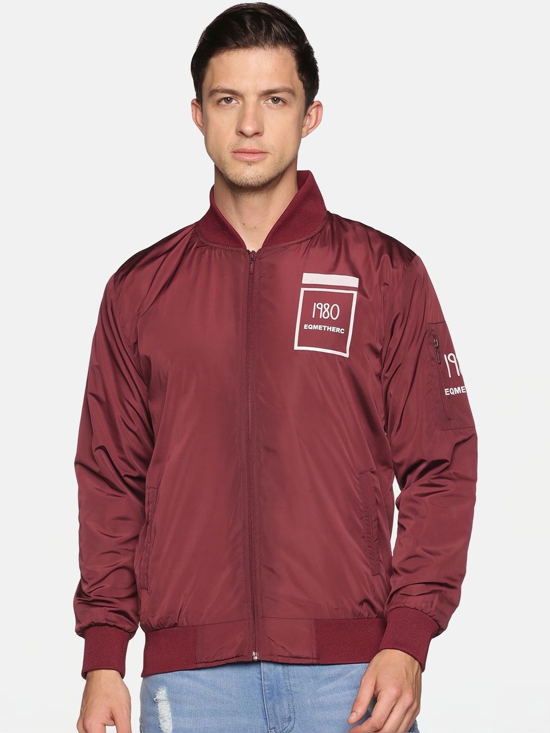 SHOWOFFFF Men Typography Lightweight Bomber Jacket