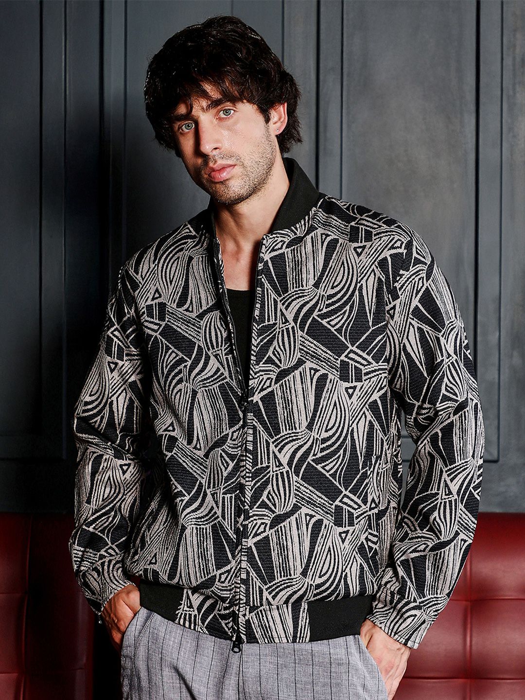 CAHOOT Men Lightweight Biker Jacket with Embroidered
