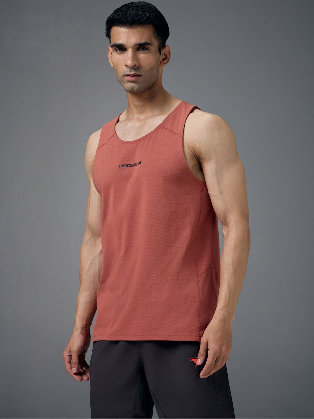 Technosport Men Printed Slim Fit Round Neck Gym Vest
