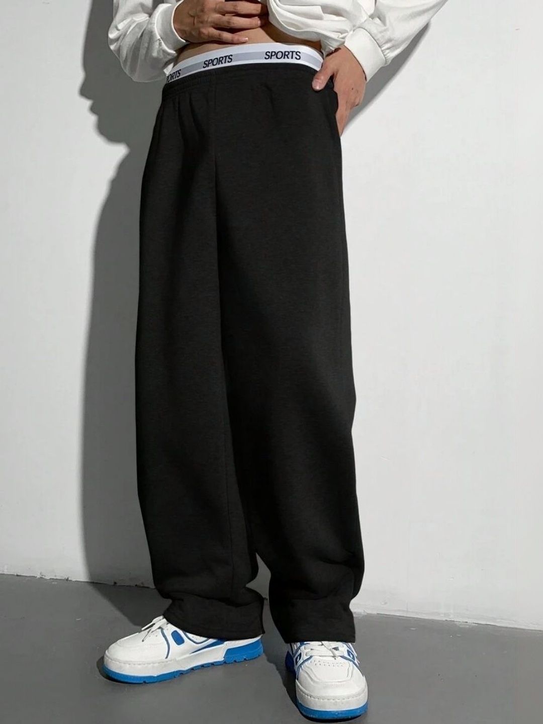 Men Straight Fit Trousers Cloth N code Men Solid Loose Fit Track Pant