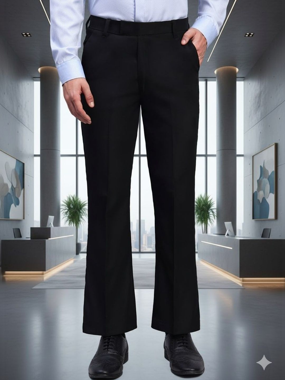 AXNIS Men Relaxed Straight Leg Easy Wash Pleated Trousers