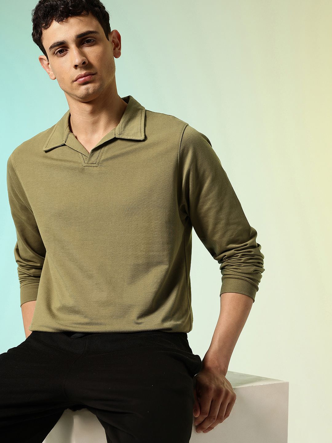 HRX by Hrithik Roshan Shirt Collar Knitted Sweatshirt