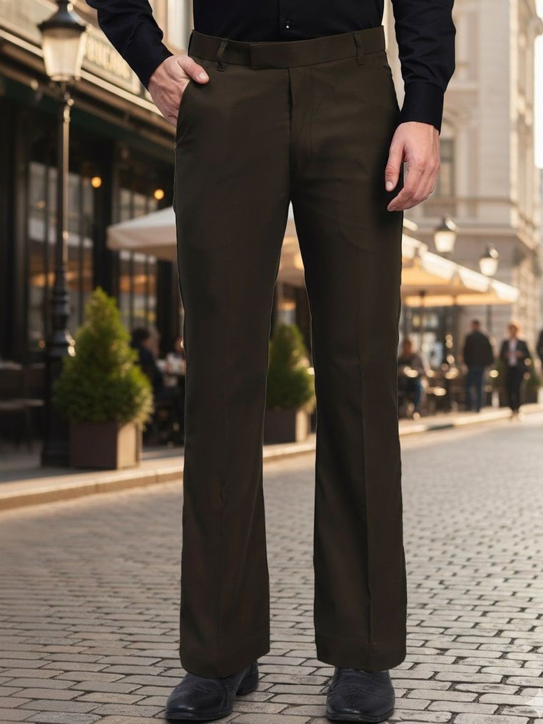 AXNIS Men Relaxed Straight Leg Easy Wash Pleated Trousers