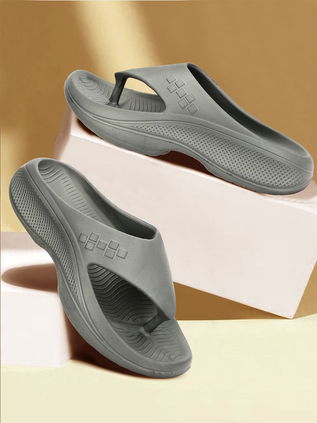 TROTUS Men Rubber Thong Flip-Flops with Slip-On Closure