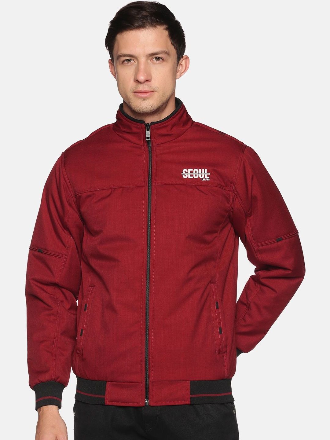 SHOWOFFFF Men Typography Lightweight Bomber Jacket