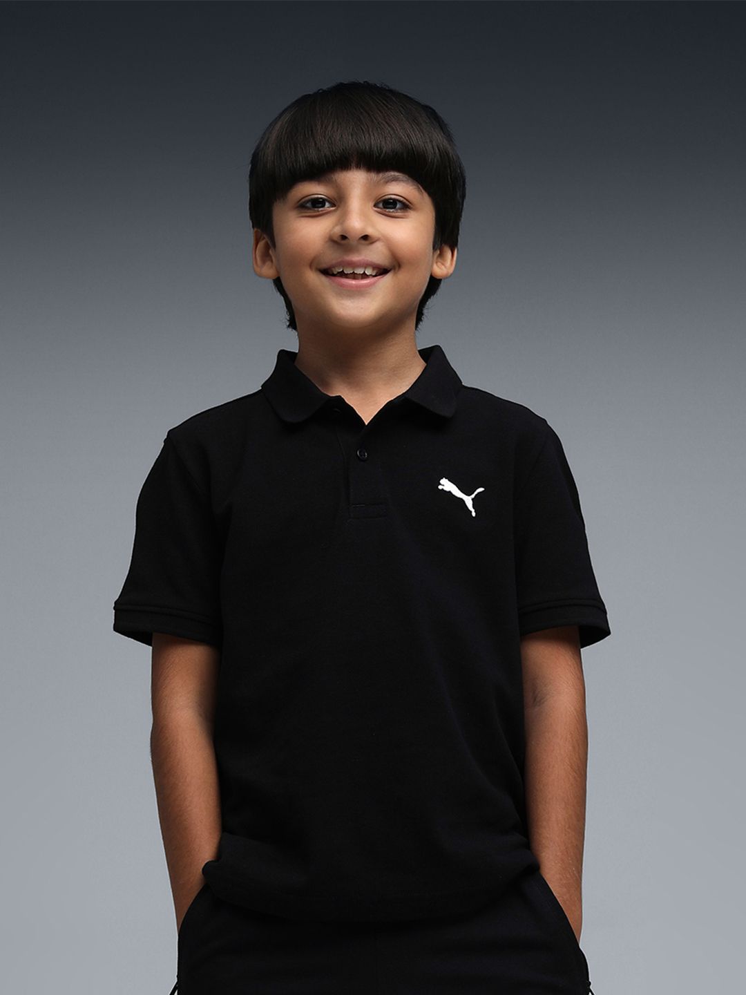 Puma Puma Ess Youth Brand Logo Printed Pure Cotton Polo Collar T-Shirt