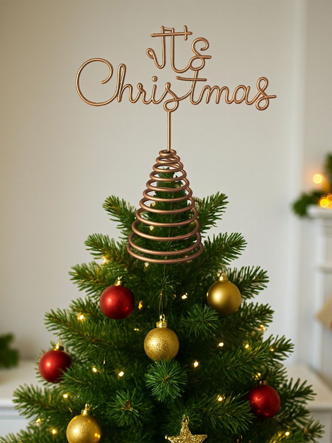 Art Street Yellow Textured Metal Tree Topper Christmas Decor