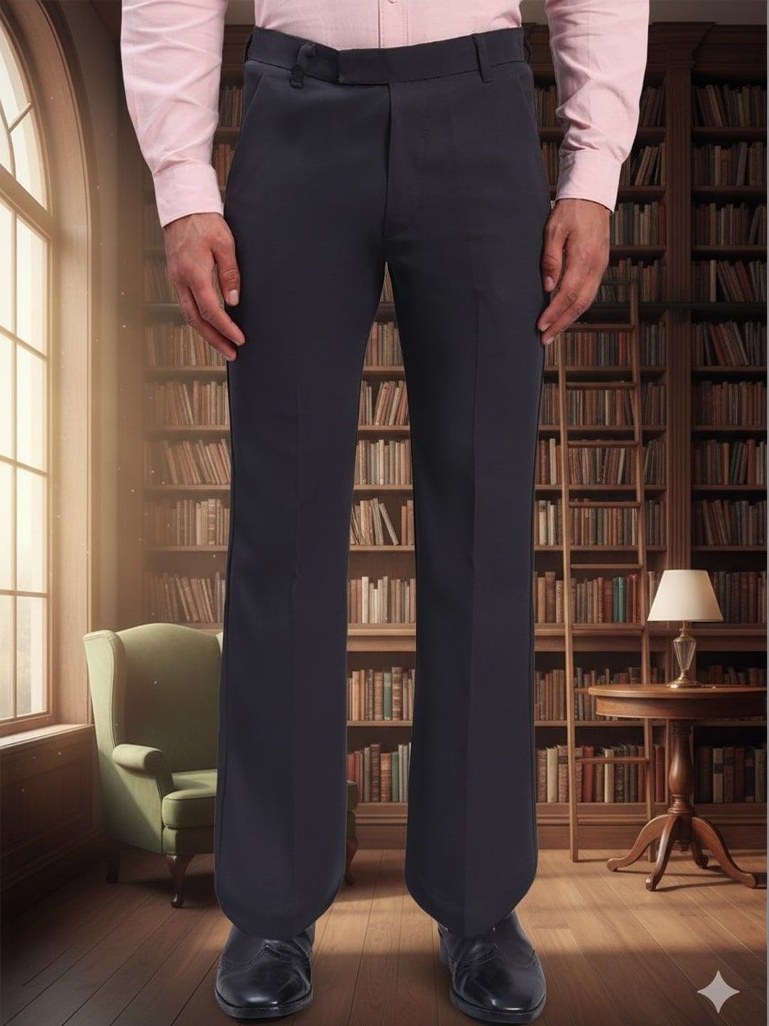 AXNIS Men Relaxed Straight Leg Easy Wash Pleated Trousers