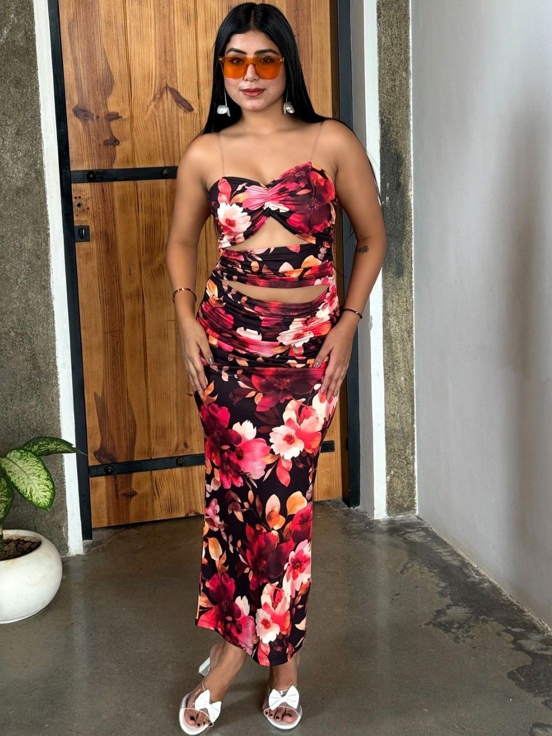 BAESD Floral Print Bodycon Maxi Dress