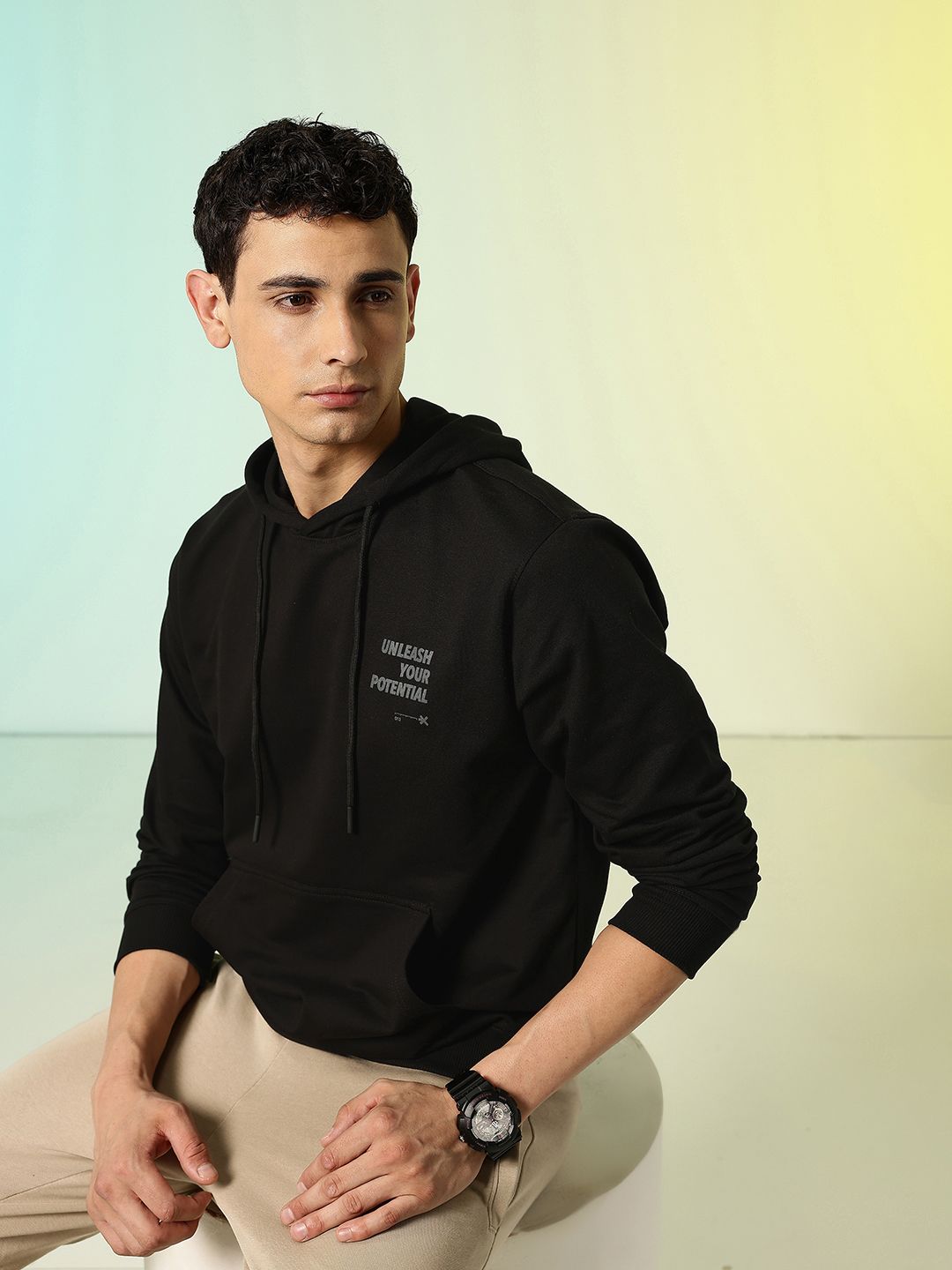 HRX by Hrithik Roshan Knitted Hooded Sweatshirt
