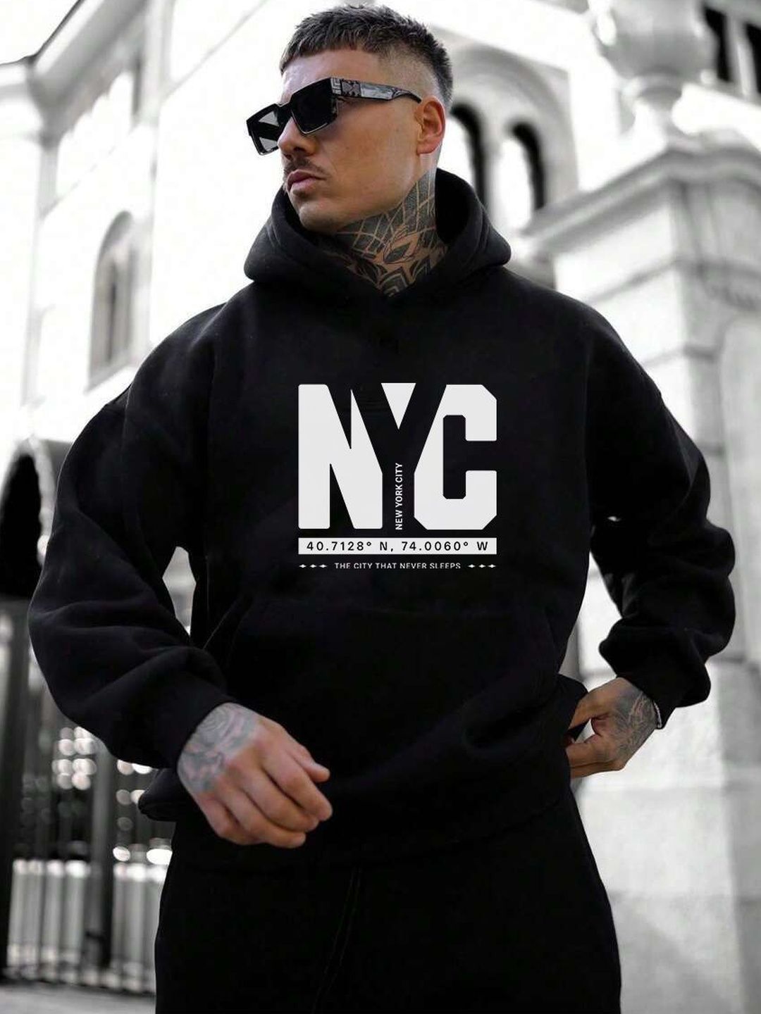 LAUREN ADAMS Men Printed Hooded Sweatshirt