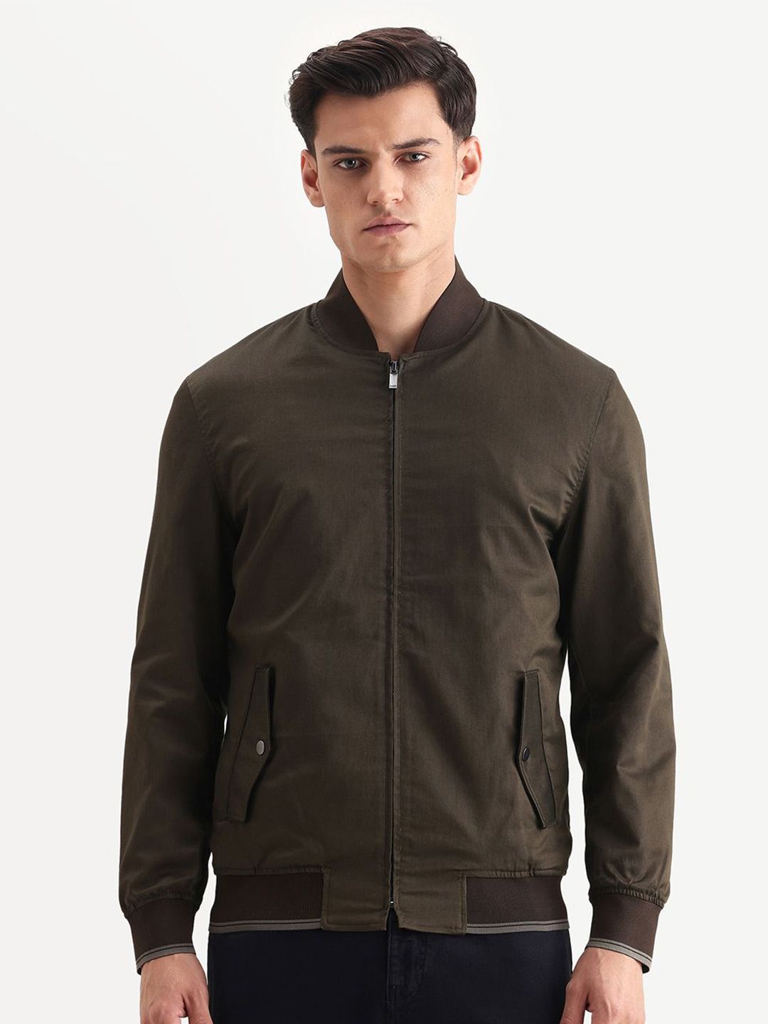 RARE RABBIT Men Bomber with Patchwork Jacket