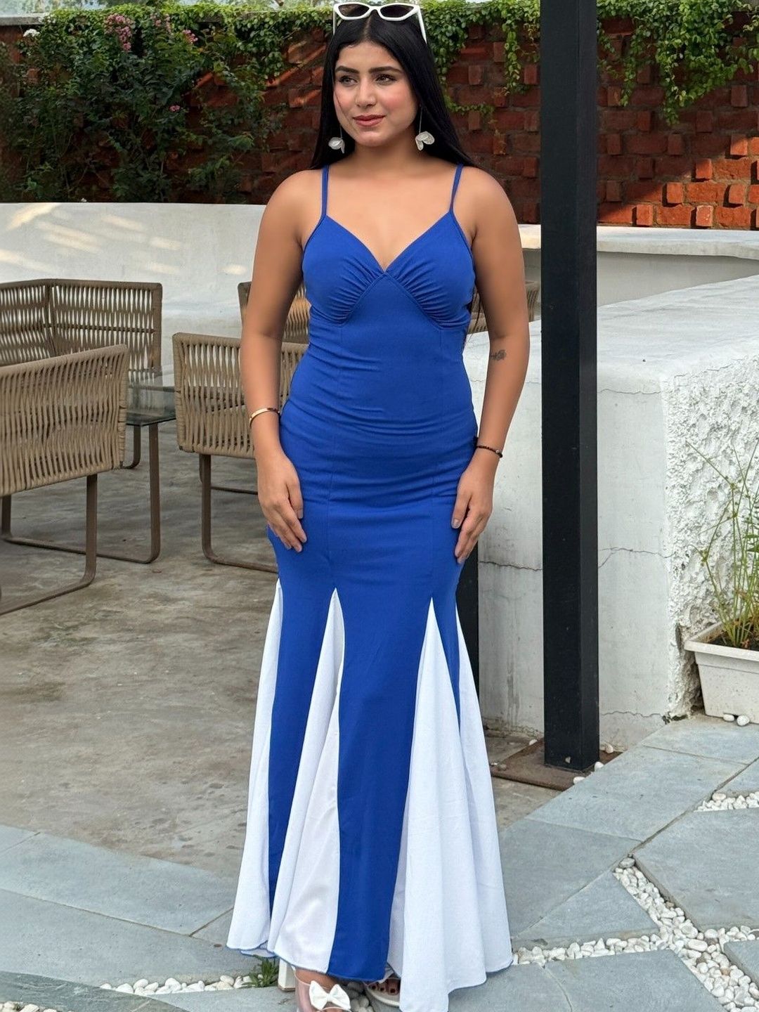 BAESD Colourblocked Fit & Flare Maxi Dress