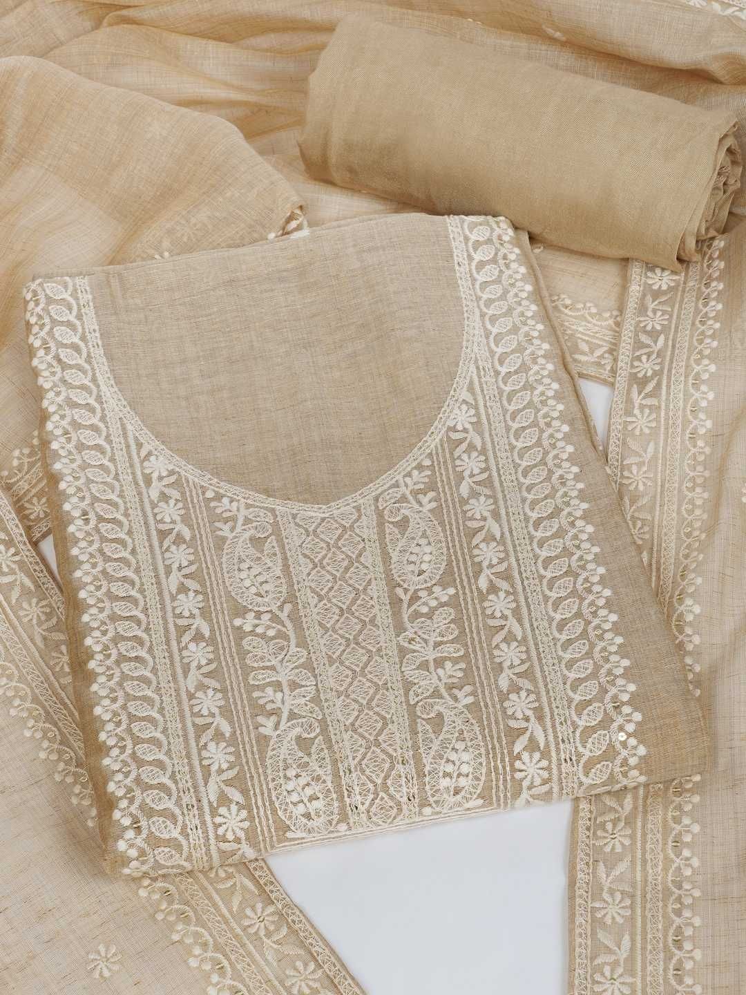 KAMI KUBI Embroidered Unstitched Dress Material