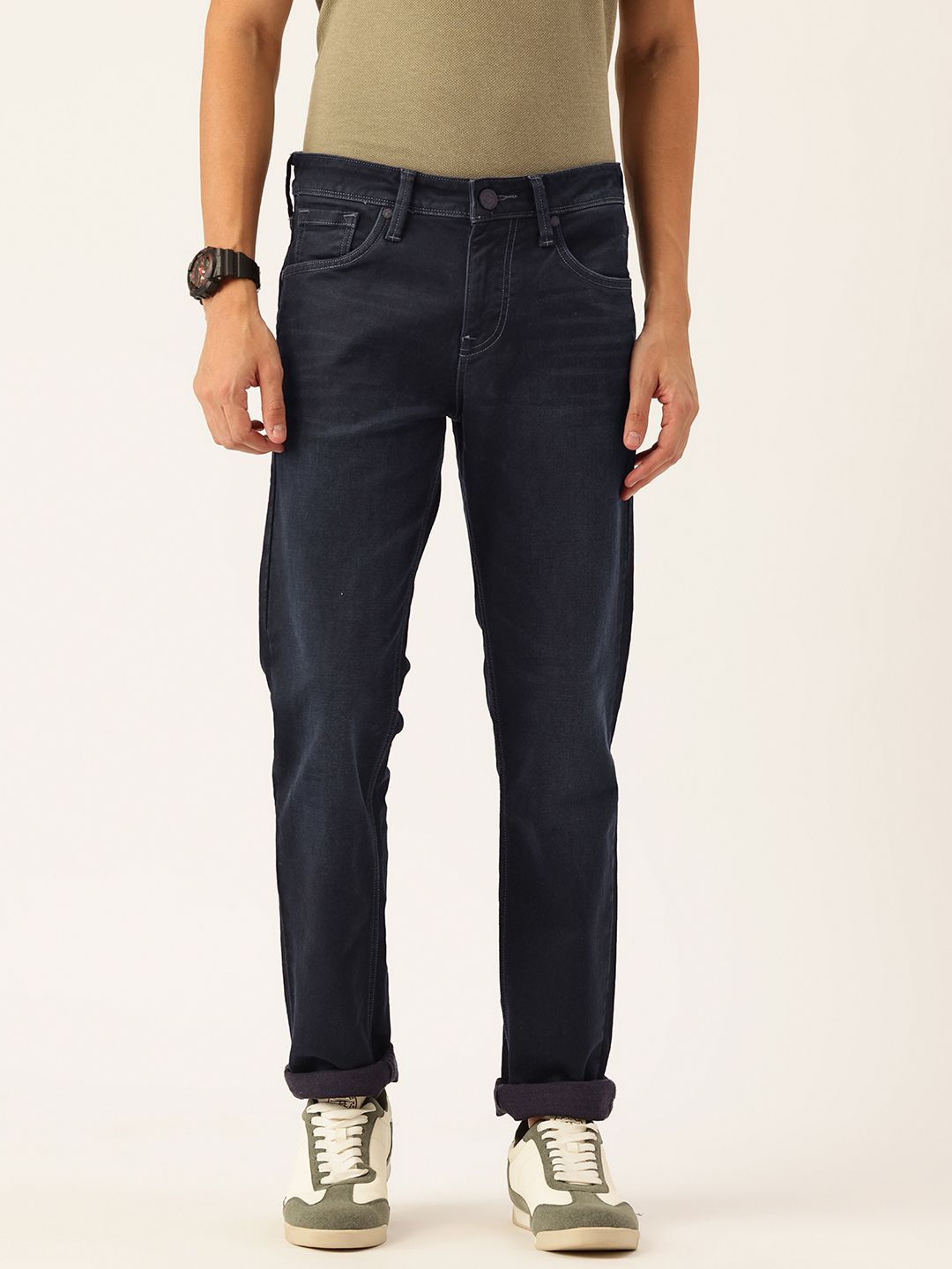 Integriti Men Slim Fit Mid-Rise Light Fade Stretchable Jeans