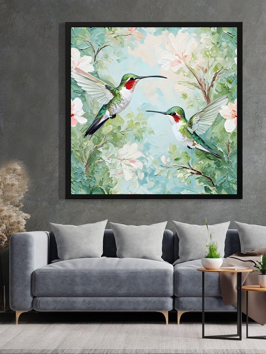 DECOR DADDY Green Single Piece Canvas Birds and Animals Wall Painting