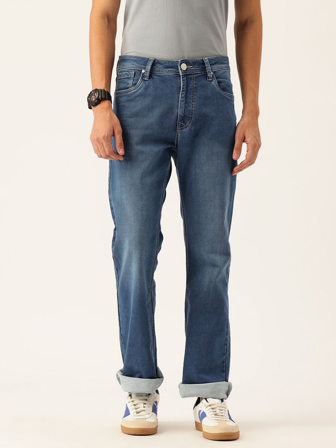 Integriti Men Slim Fit  Mid-Rise Light Fade Stretchable Jeans