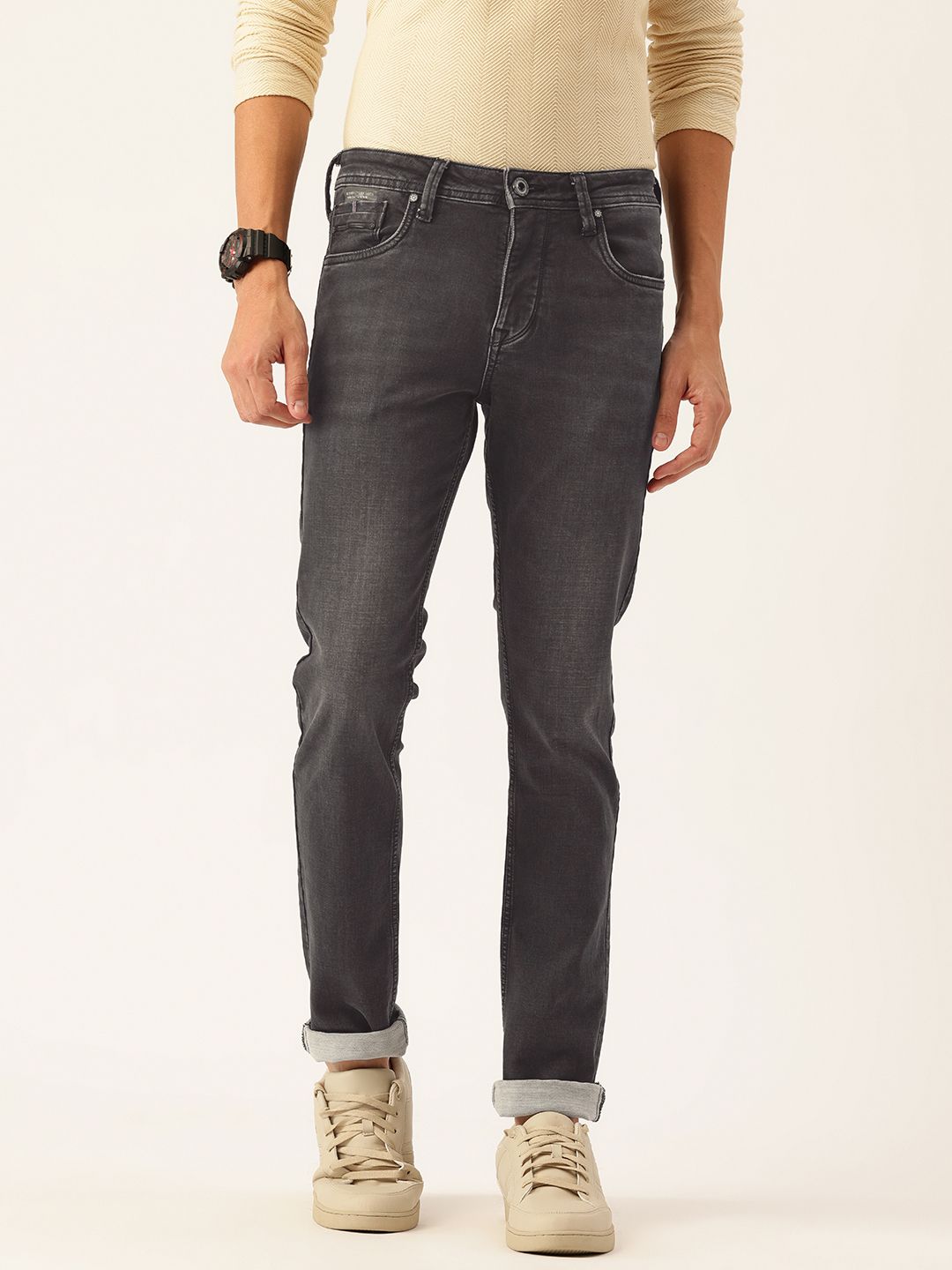 Integriti Men Smart Slim Fit Mid-Rise Light Fade Stretchable Jeans
