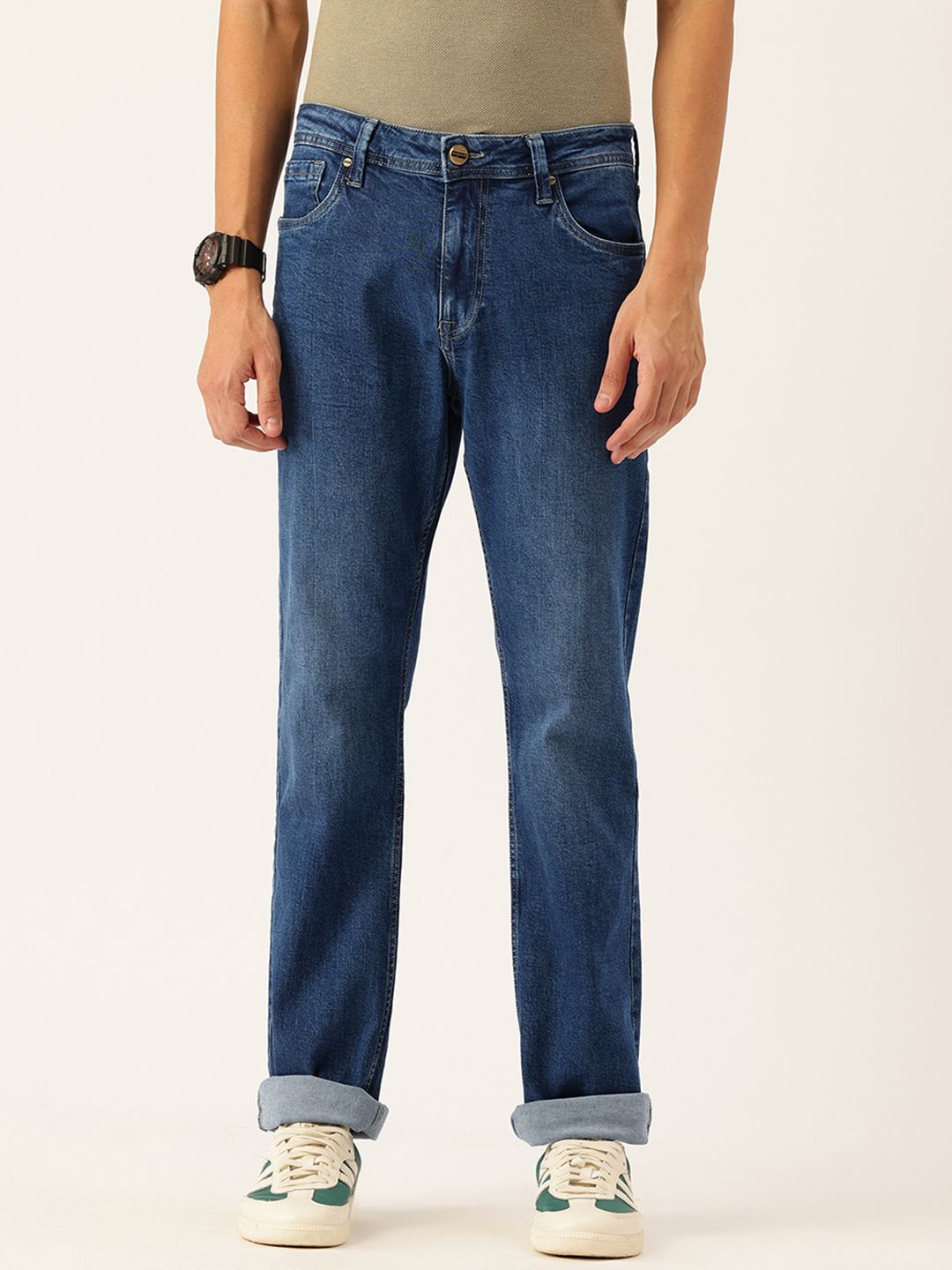 Integriti Men Straight Fit Mid-Rise Light Fade Stretchable Jeans