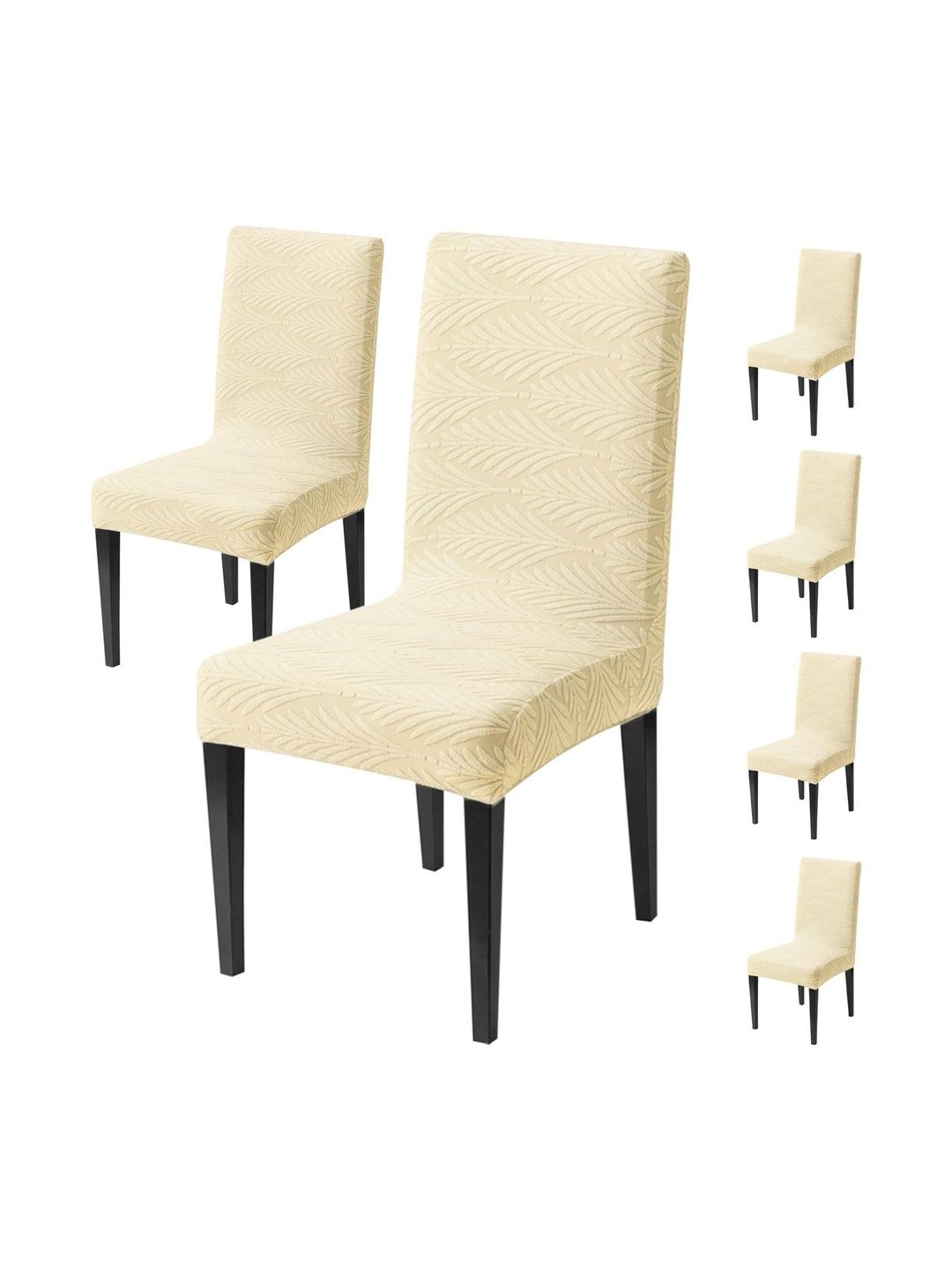 HOUSE OF QUIRK 6-Pcs Beige Textured 220 GSM Chair Cover