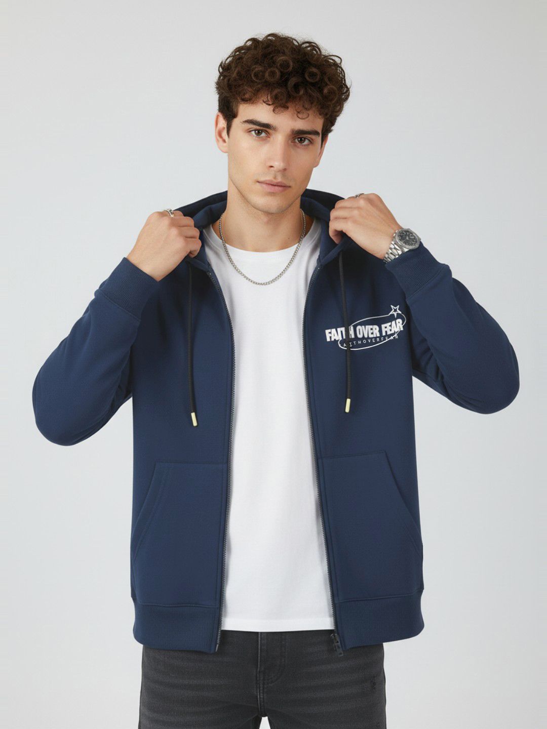 glitchez Graphic Printed Hooded Sweatshirt