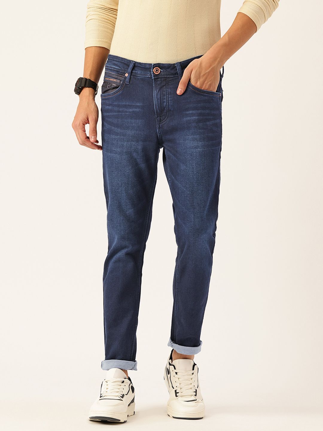 Integriti Men Smart Skinny Fit Mid-Rise Light Fade Stretchable Jeans
