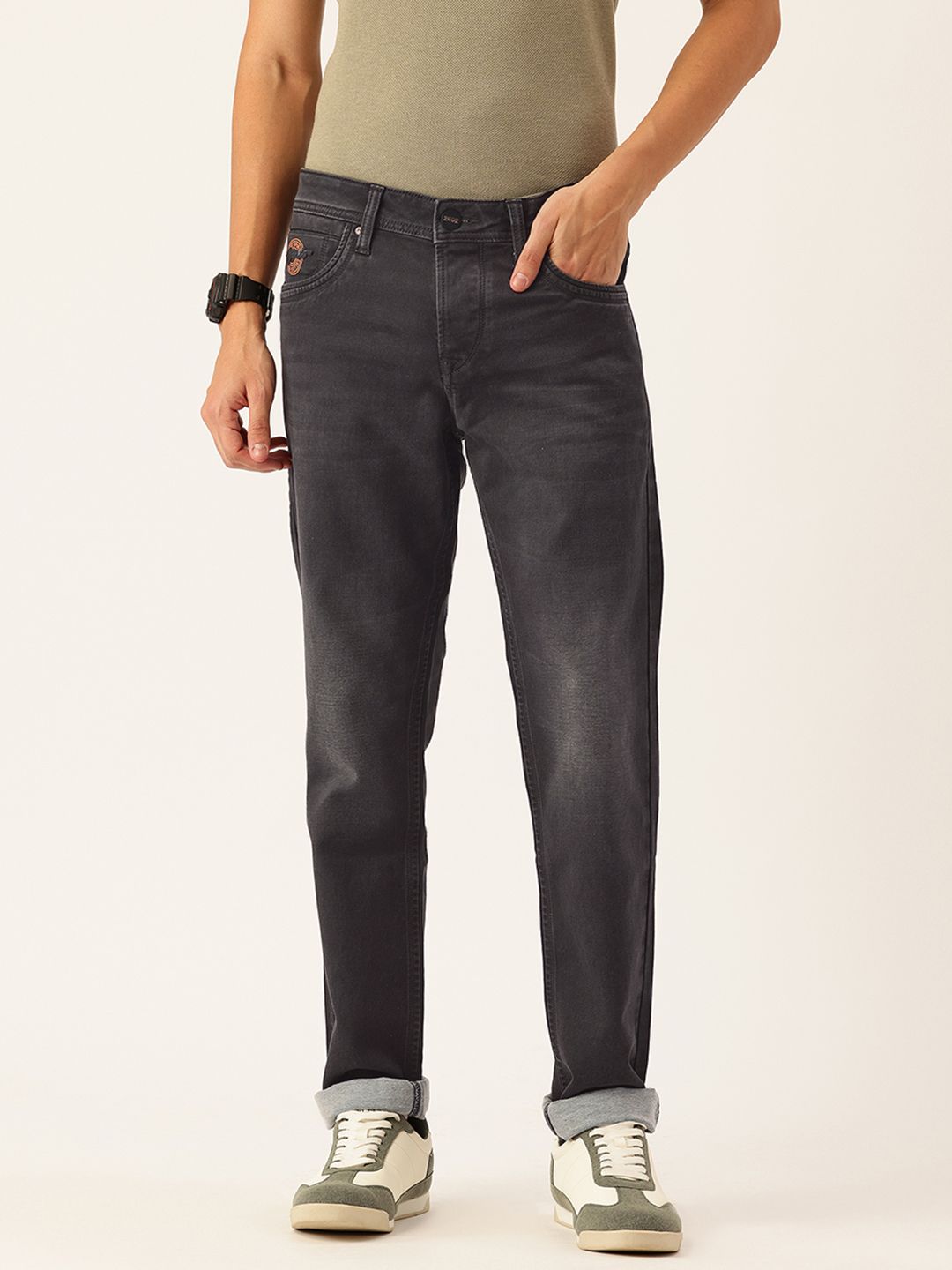 Integriti Men Slim Fit Mid-Rise Light Fade Stretchable Jeans
