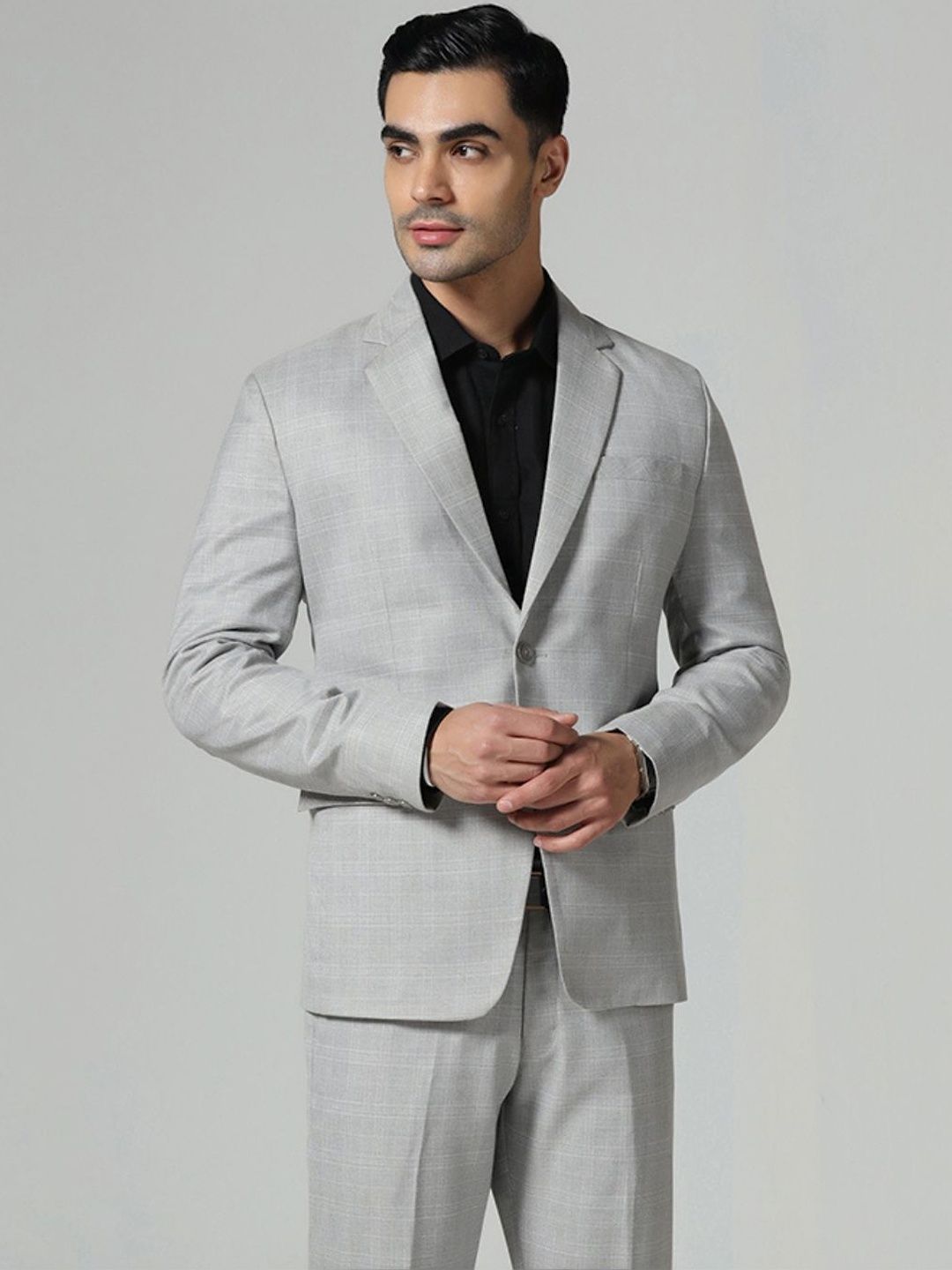 TAHVO Men Checked Notched Lapel Single Breasted Regular Fit Blazer