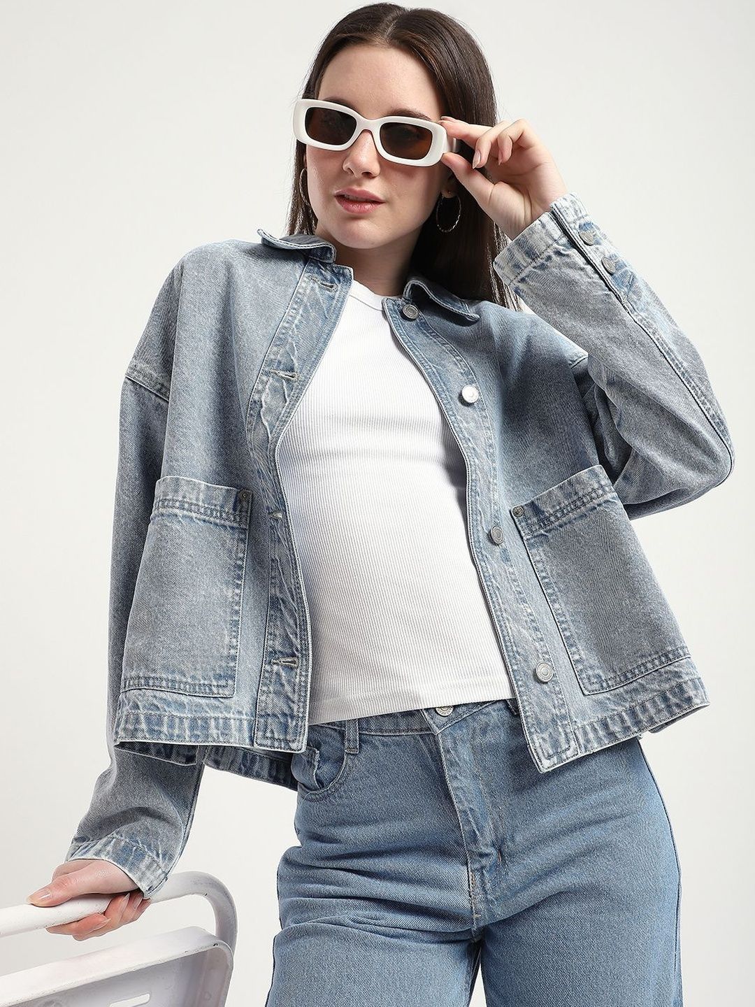 R&B Women Washed Denim Jacket