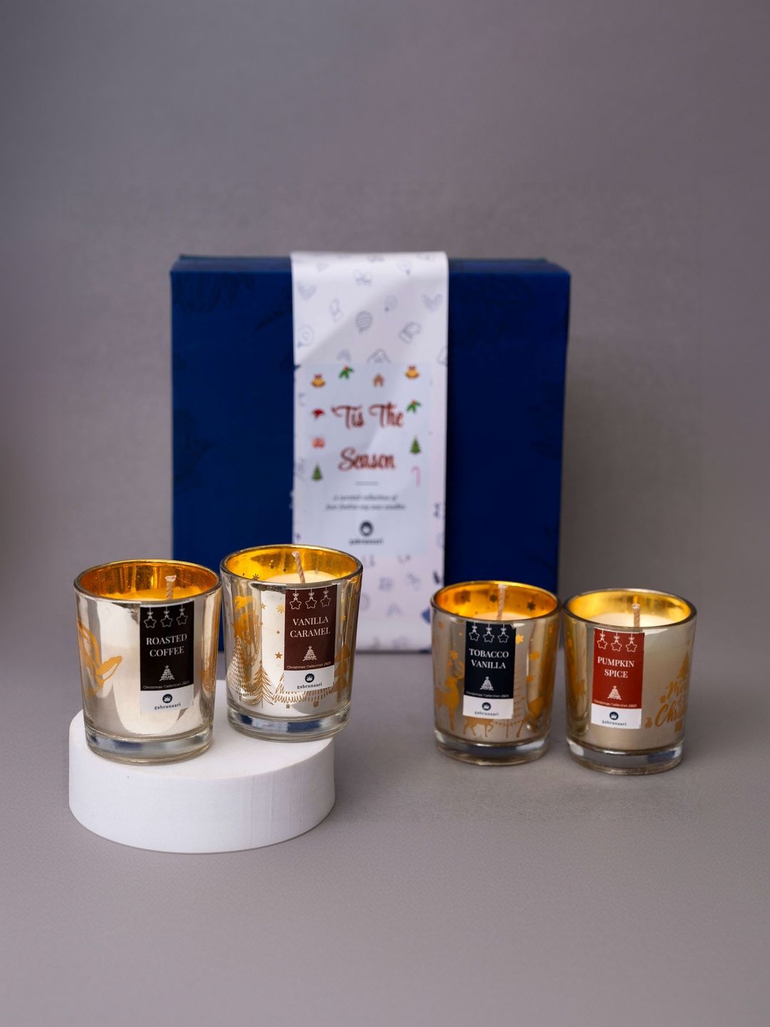 gabrunaari Set Of 4 Typography Printed Silver-Toned Jar Candle