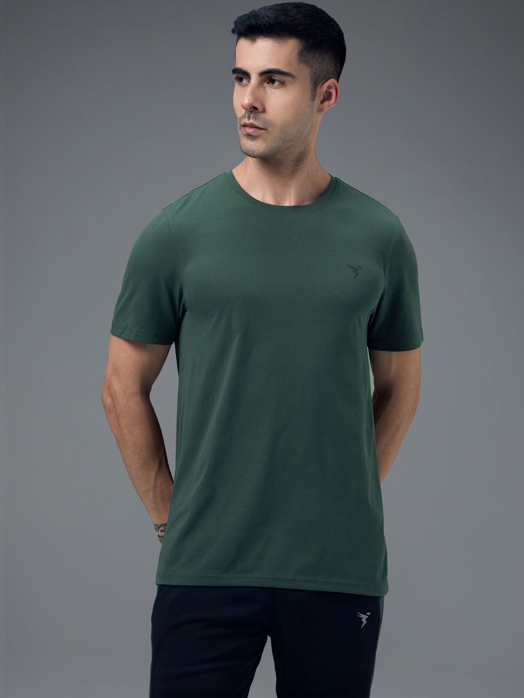 Technosport Men Brand Logo Anti Static Slim Fit T-shirt