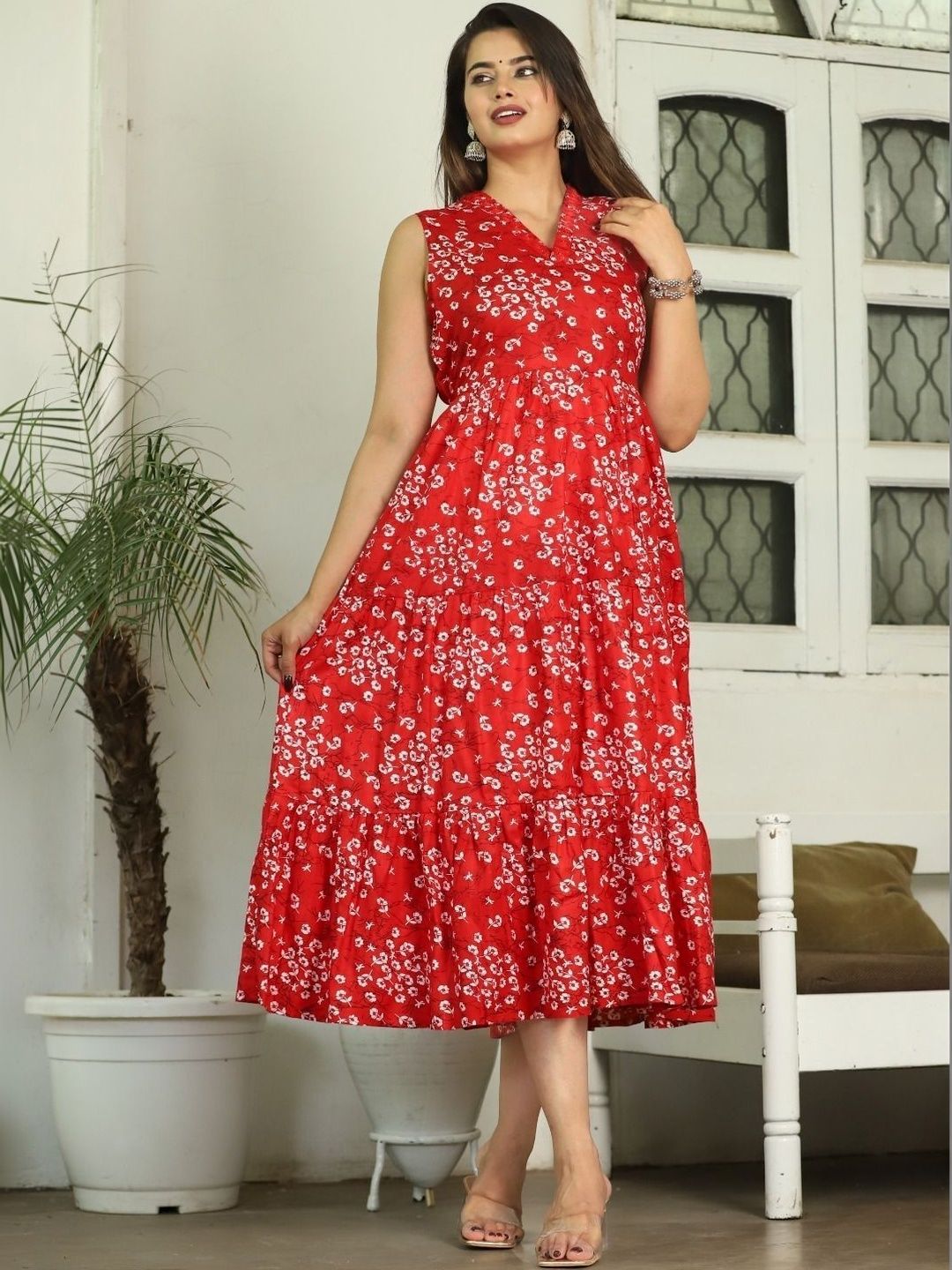 RD FAB RD FAB Floral Print Fit & Flare Midi Dress