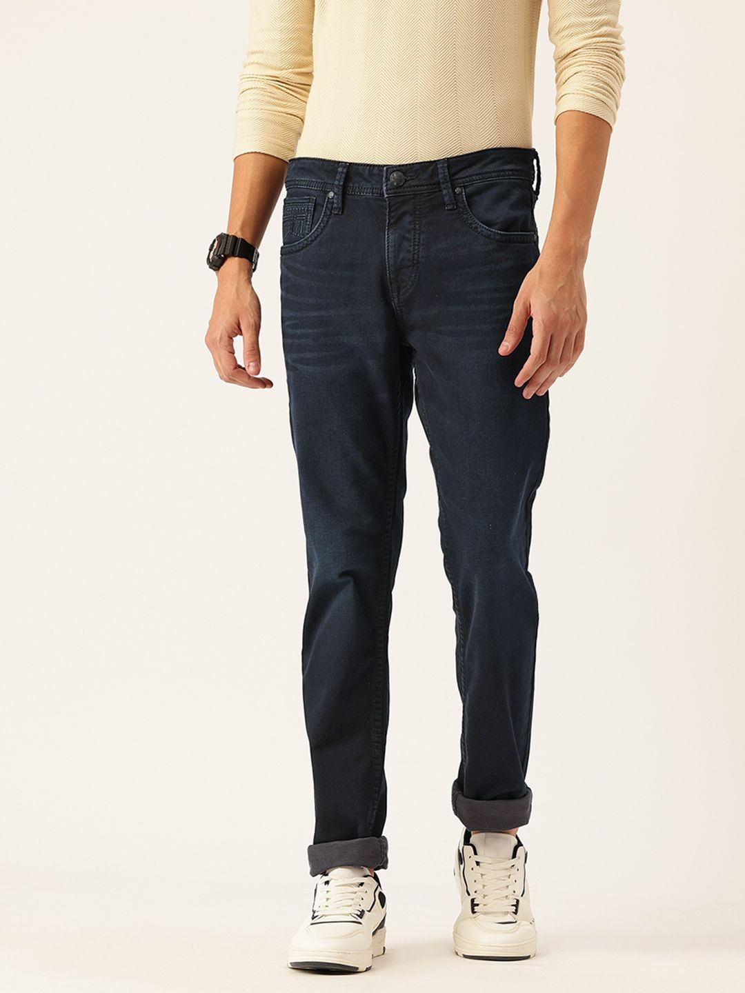 Integriti Men  Slim Fit Mid-Rise Light Fade Stretchable Jeans