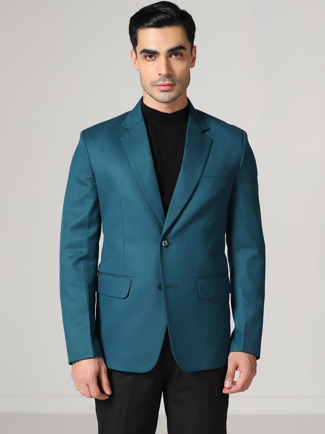 TAHVO Men Notched lape Slim-Fit Single Breasted Blazer