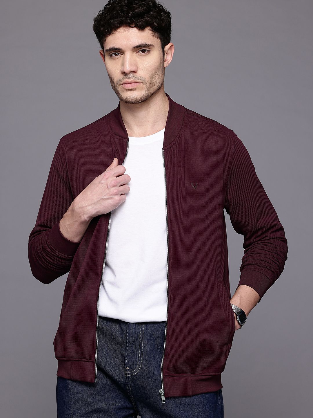 Allen Solly Self-Design Bomber Jacket