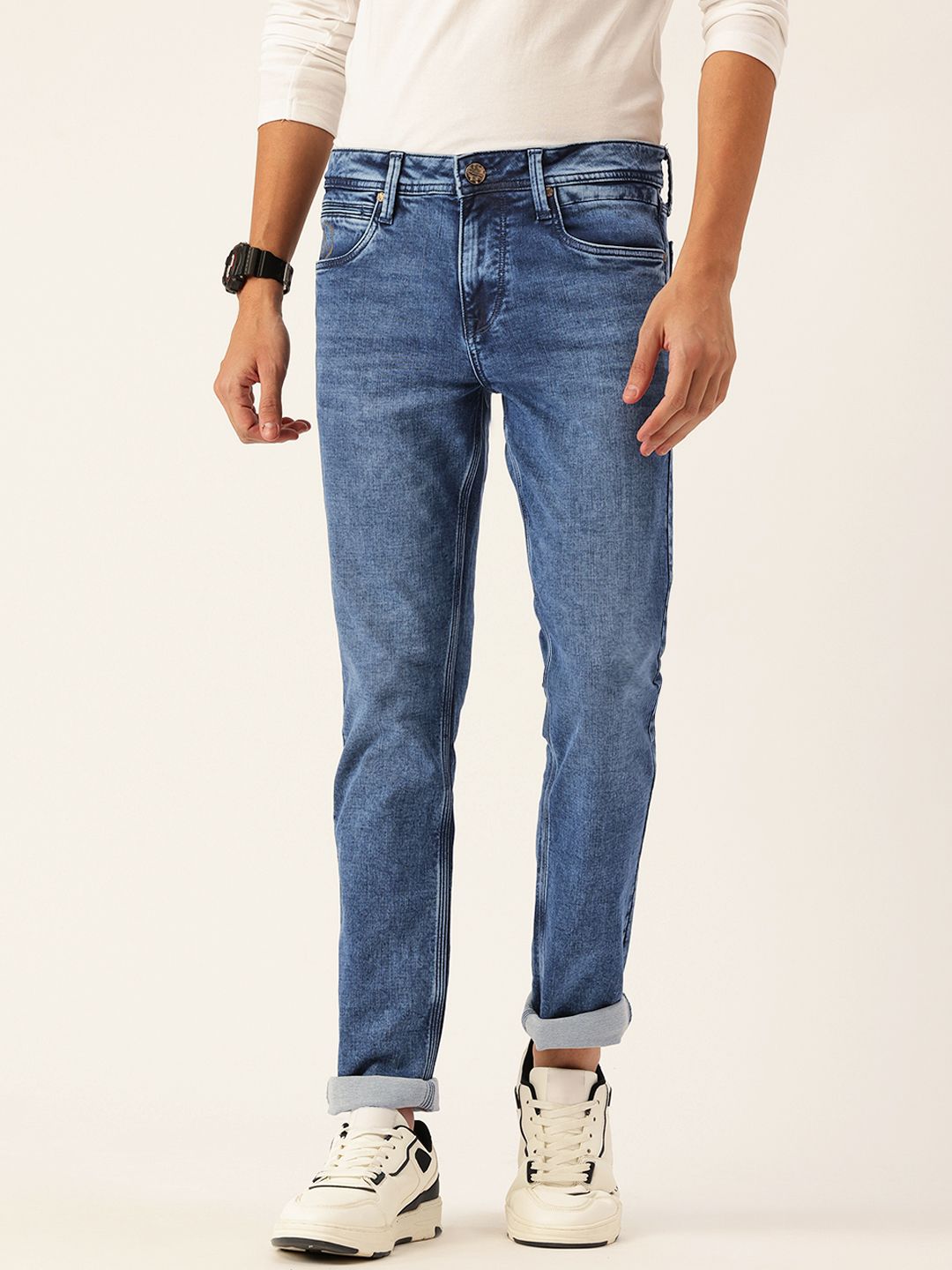 Integriti Men Smart Slim Fit Mid-Rise Stretchable Jeans