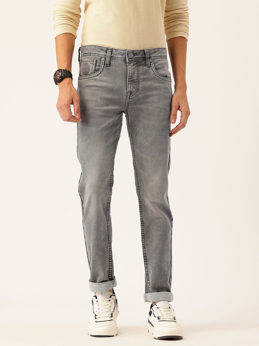 Integriti Men Smart Slim Fit Mid-Rise Light Fade Stretchable Jeans