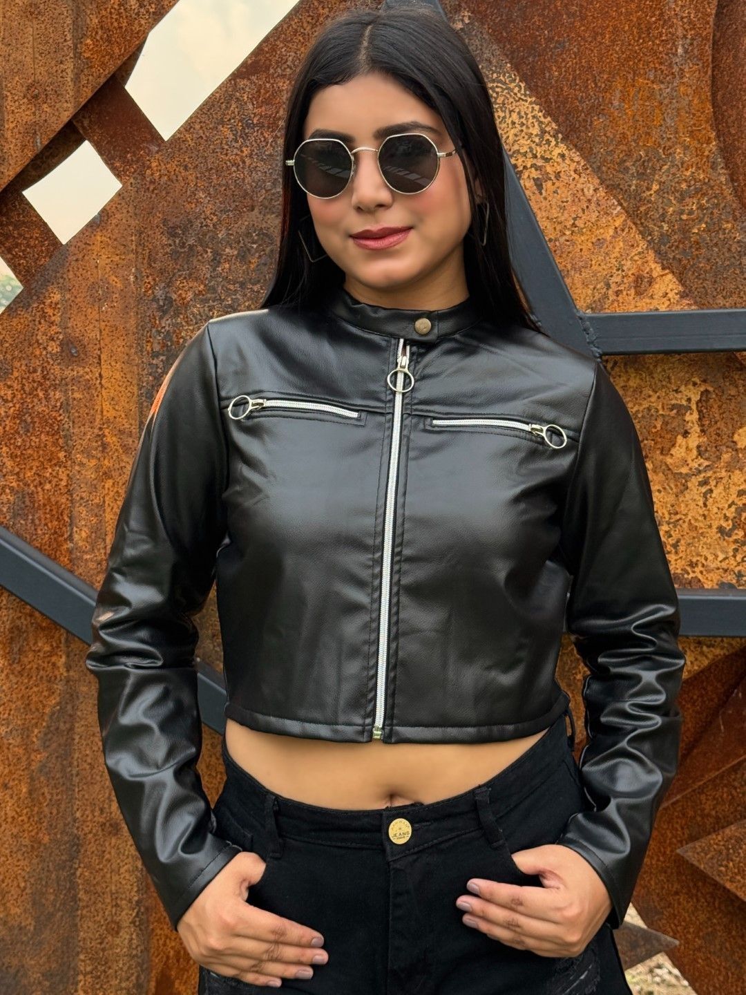 Buy Cropped Leather Jacket Online at Best Price in India | Myntra
