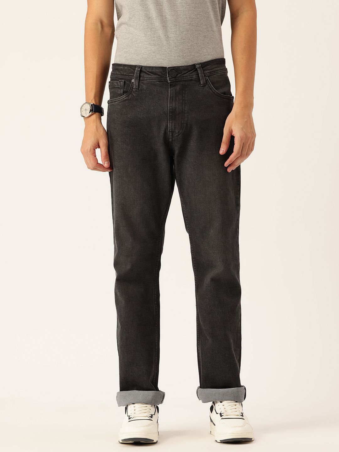Integriti Men Straight Fit Mid-Rise Light Fade Stretchable Jeans