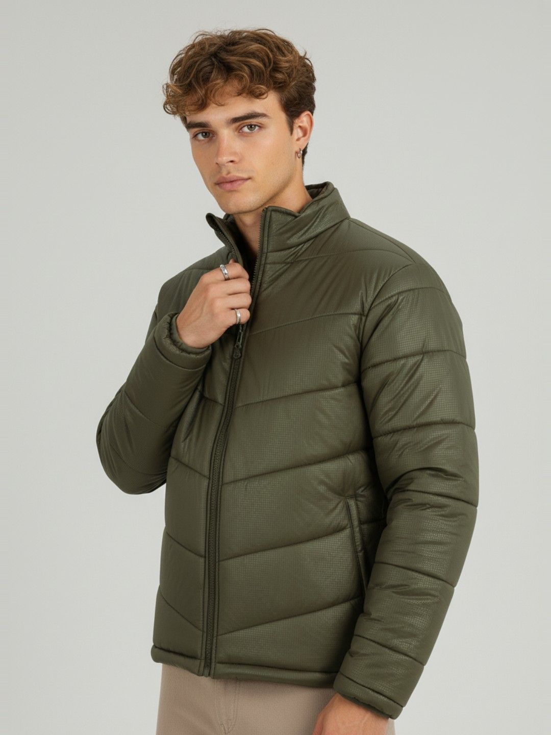 glitchez Mock Collar Puffer Jacket