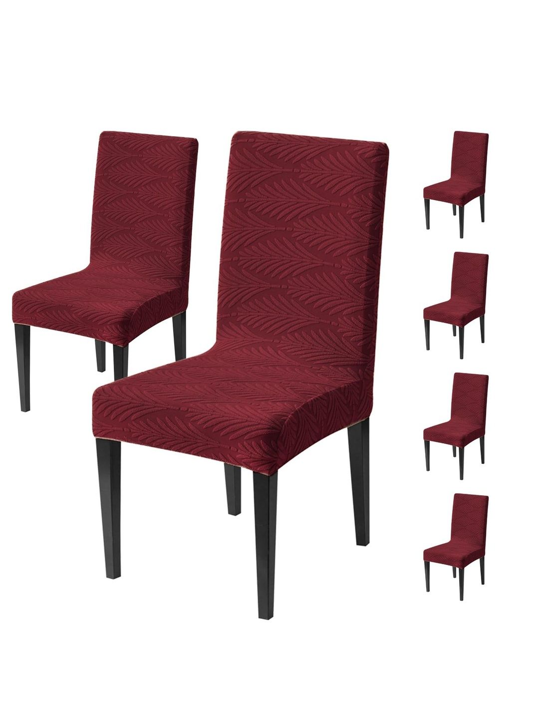 HOUSE OF QUIRK 6-Pcs Maroon Textured 220 GSM Chair Cover
