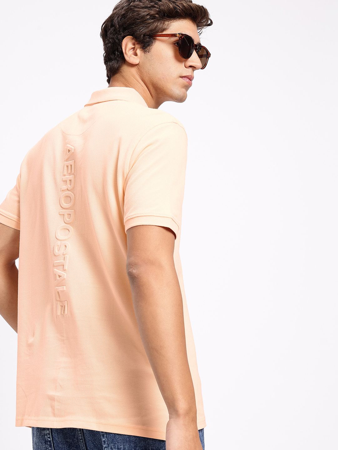 Aeropostale Aeropostale Typography Embossed Effect Polo Collar Pure Cotton T-shirt