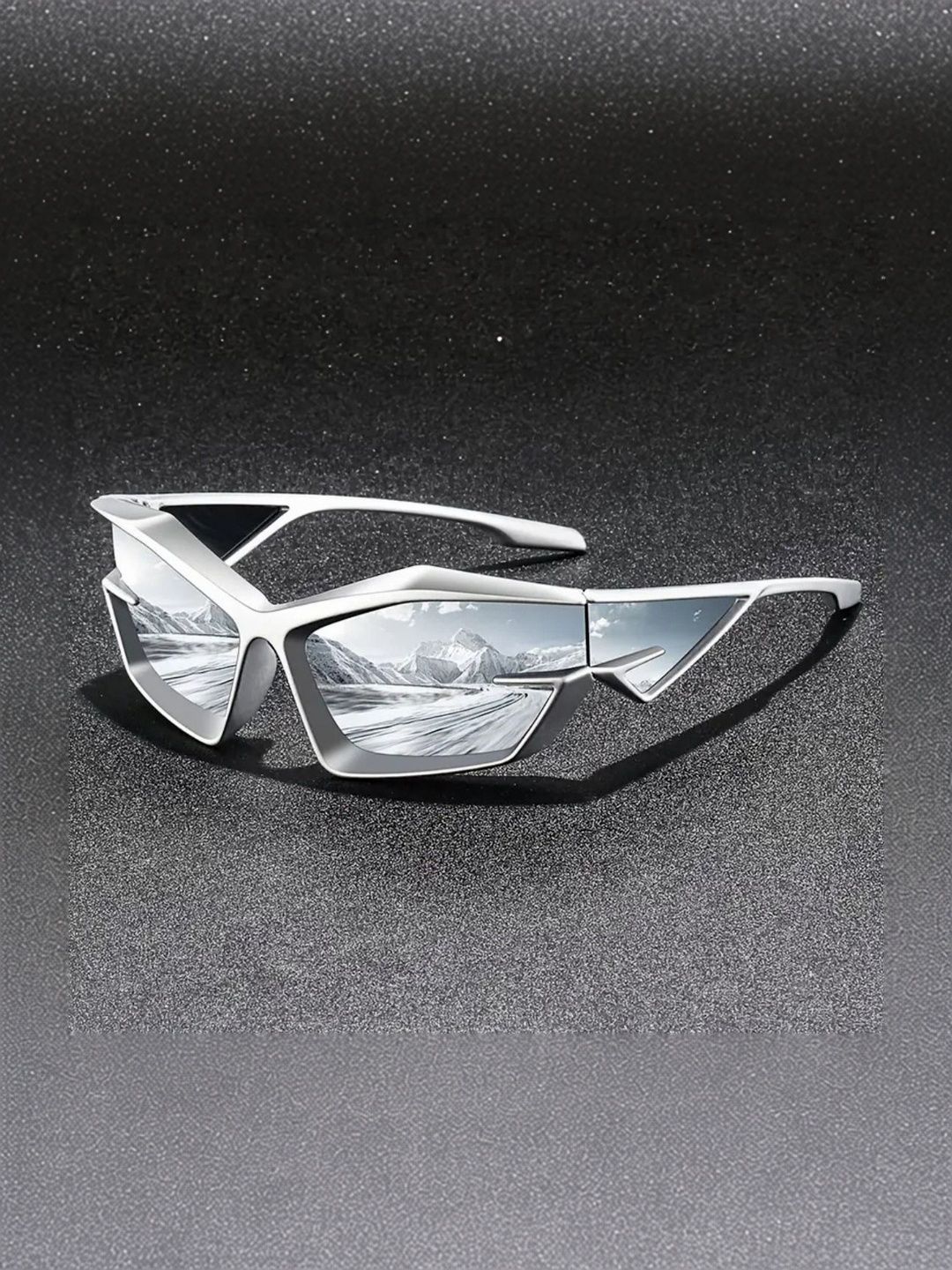 SPADEACES Unisex Grey Lens & Silver-Toned Sports Sunglasses with