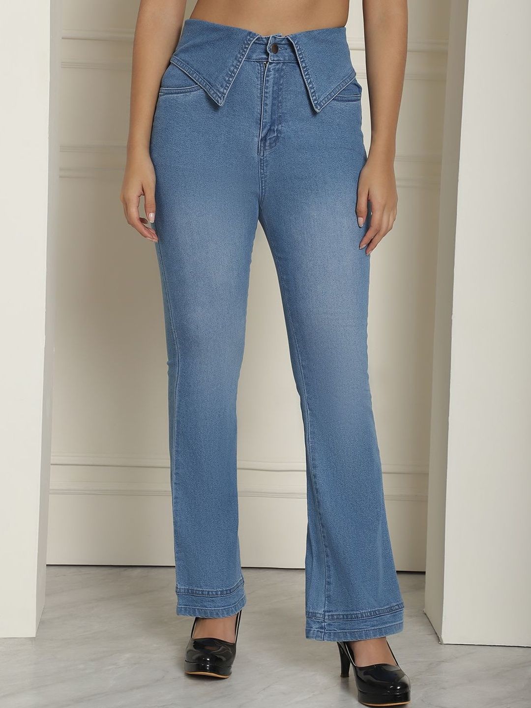 CORSICA Women Faded Relaxed High-Rise Easy Wash Trousers