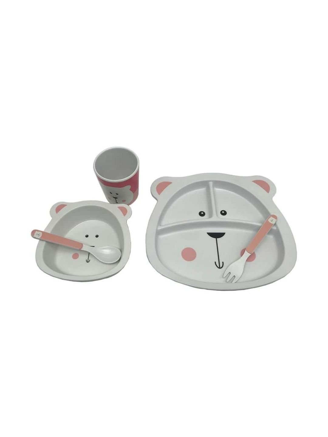 NOSCOMP Kids Set Of 4 Bamboo Easy to Clean Dinner Set